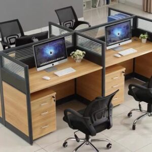 4 Way Brown Office Workstation in Nairobi – Collaborative & Stylish Desk Setup